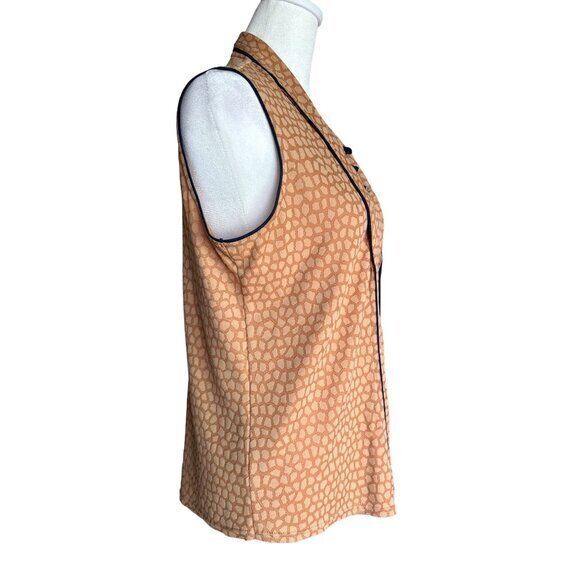 Jamie Sadock Medium Golf‎ Top Shirt Tennis Sleeveless Piping Detail Beige Gold - Picture 4 of 9